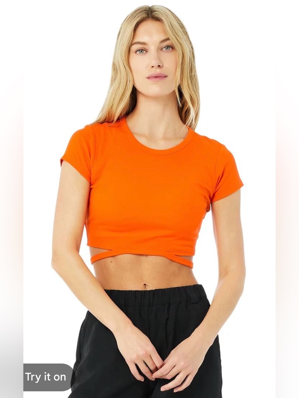 ALO YOGA HALO CROP TEE, XS NWT